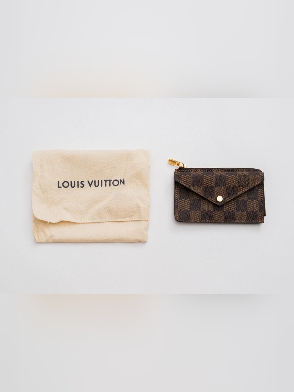 Louis Vuitton Damier Ebene Card & Key Zip Pouch in Brown and Red